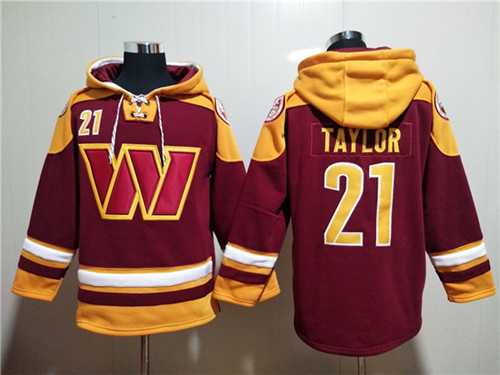 Washington Commanders #21 Sean Taylor Burgundy Lace-Up Pullover Hoodie,We sell and wholesale Washington Commanders #21 Sean Taylor Burgundy Lace-Up Pullover Hoodie on line form chian!